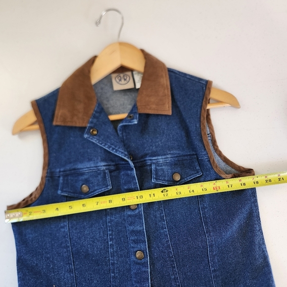 Vintage 90s Denim Jean Vest Jacket Western Festival Country 1990s Womens Medium - Picture 7 of 8